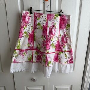 Zero Zero floral eyelit accent midi skirt size large